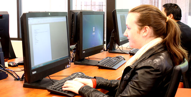 student in computer lab